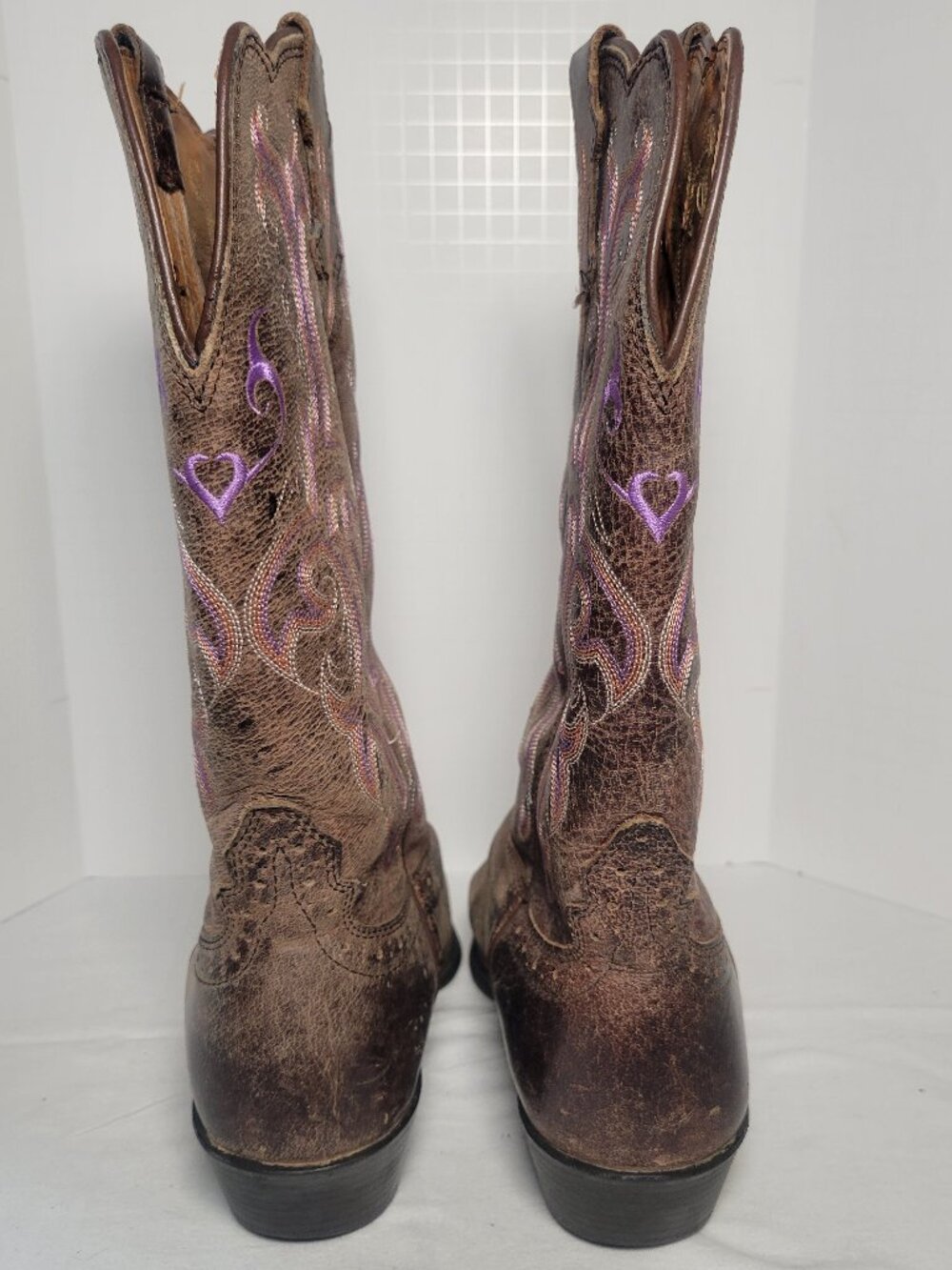 Justin Brown Leather Embroidered Western Cowboy Boots Women's 9B - Picture 9 of 13